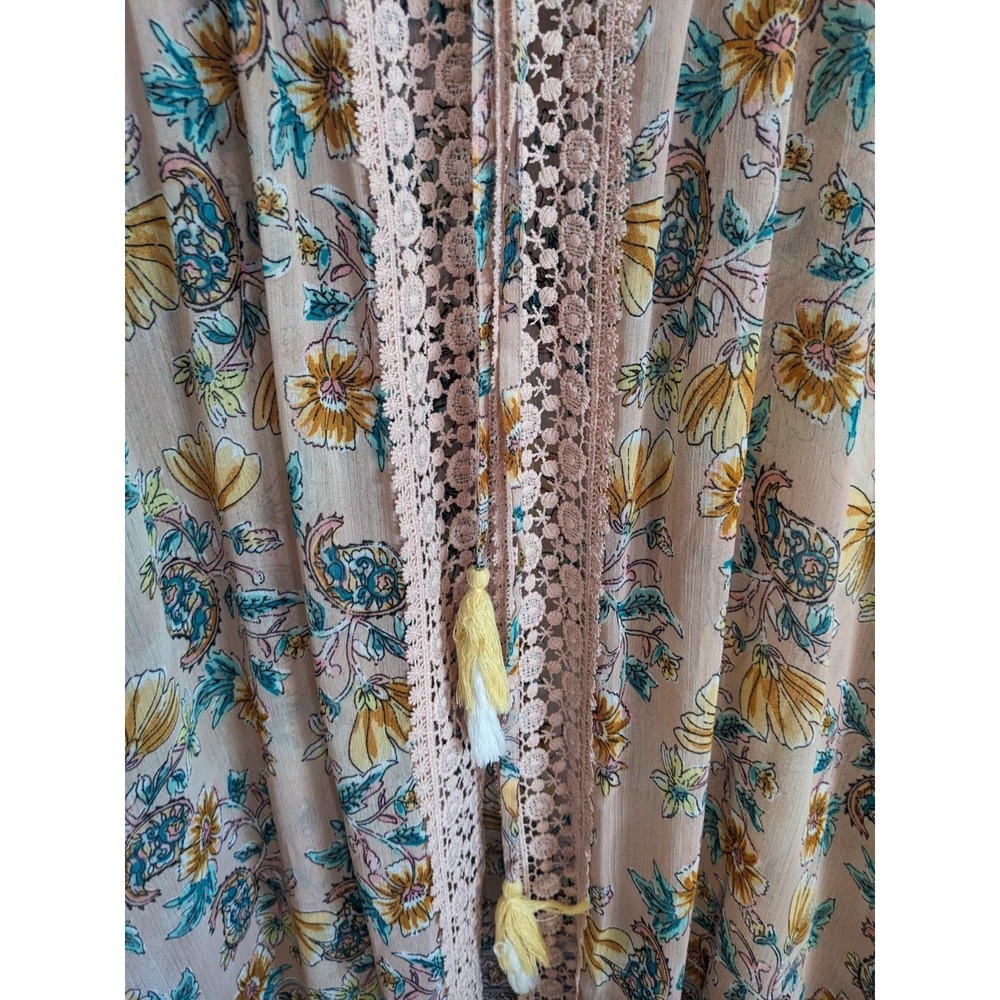Xhilaration Sheer Lace Duster Robe Romantic Floral Beach Coverup Kimono XL/XXL - Picture 3 of 16